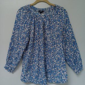 CHAPS Lightweight Boho Blouse, Blue Floral Print, Women's Size M